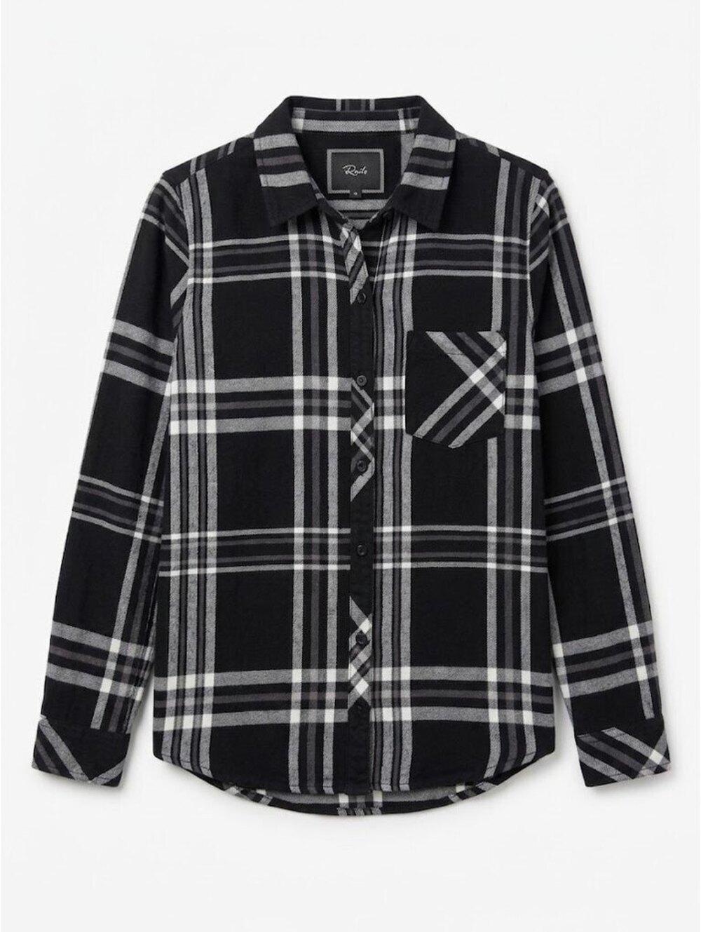 Rails Women’s M Black White Plaid Button-Down Shirt Rayon Tencel Flannel